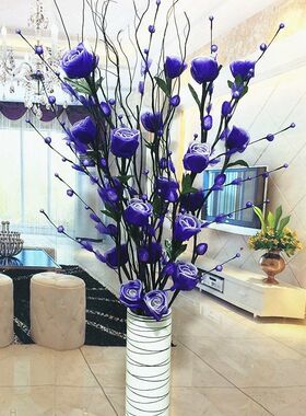 花艺客厅落地假花叶脉干花花束插花家居室内装饰品套装摆设件