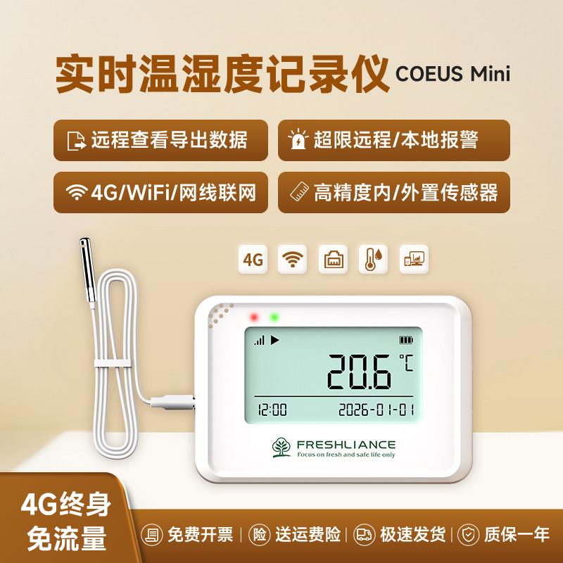 WiFi4G实时温湿度记录仪仓库车间冰箱冷藏库专用远程报警温湿度计