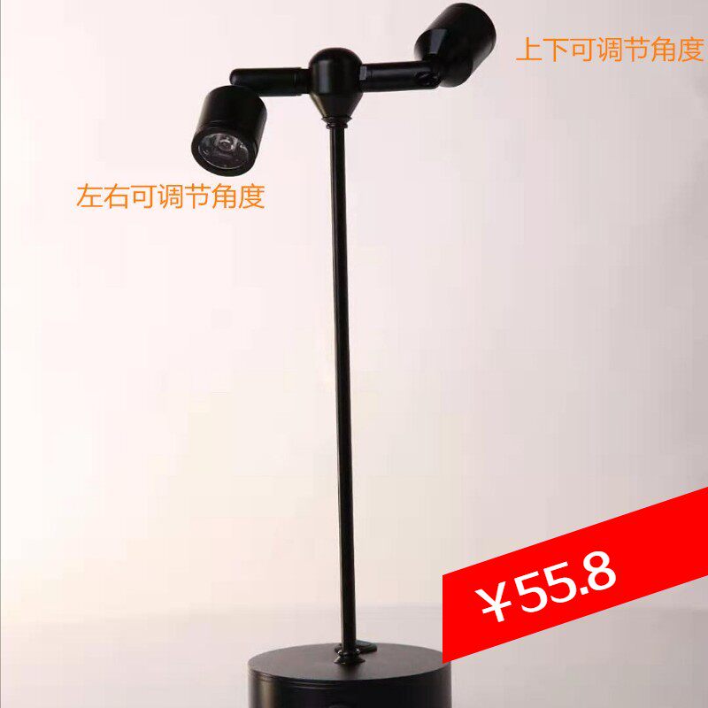 LED充电射灯移动式无线超亮2双头酒吧台灯小夜灯柜台珠宝首饰灯