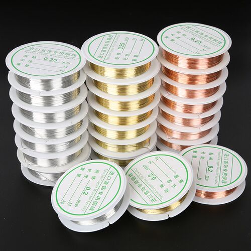 金色美甲细铁丝饰品发饰专用铜丝软编戒指首饰串珠引线极细0.2mm