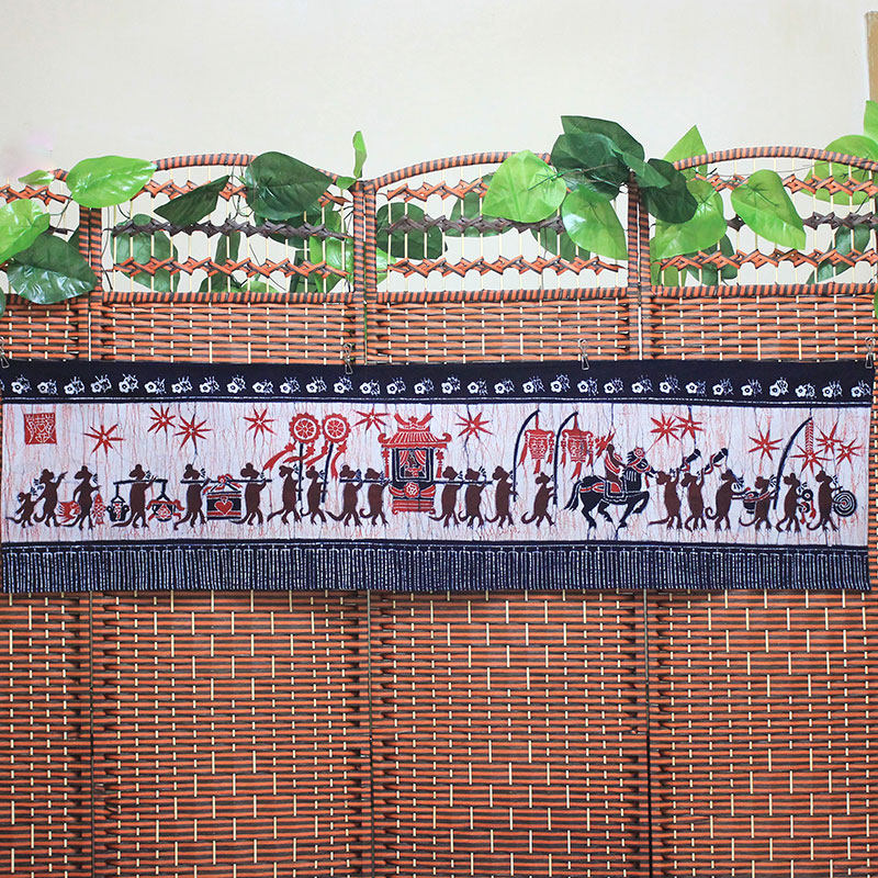 民族手工艺品壁画民俗蜡染画老鼠嫁女餐厅客厅酒吧装饰画布艺挂画