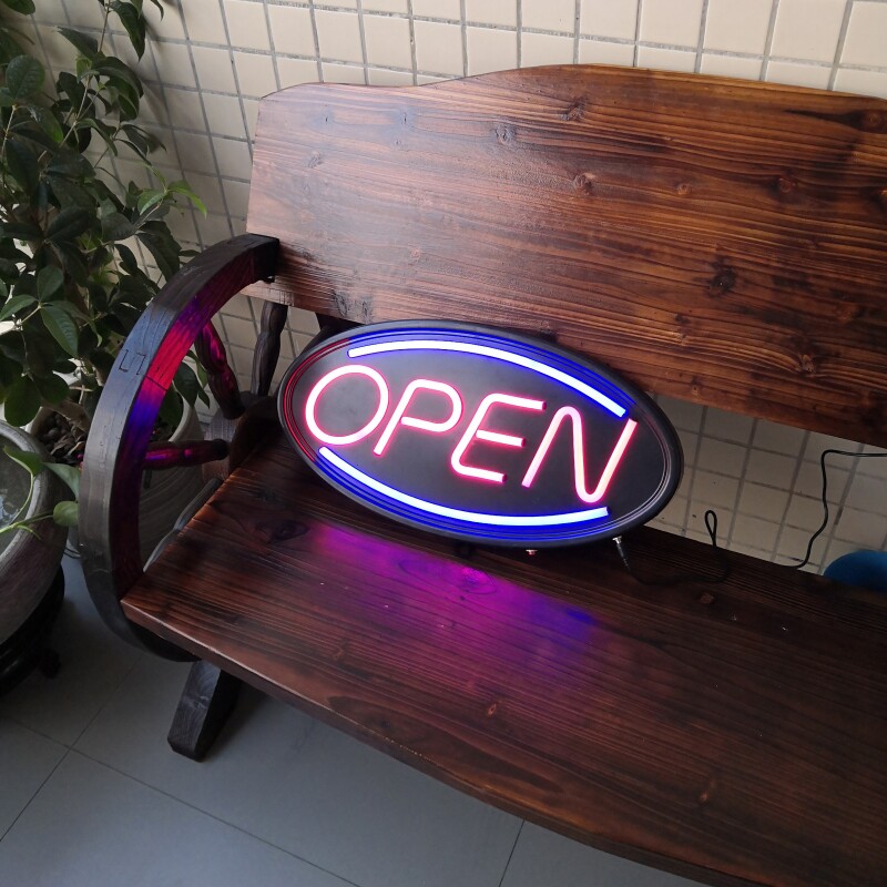 open灯牌led霓虹灯箱发光字商铺玻璃门营业中挂牌橱窗迎宾广告牌