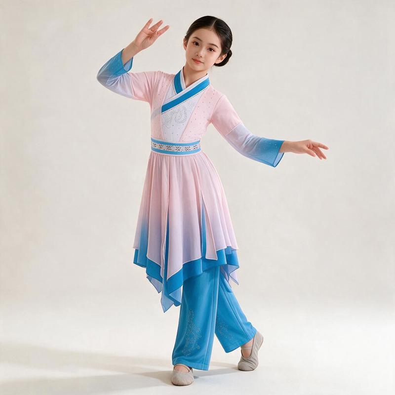 现代舞六一服服儿童一童演出服中国一扇古典舞服舞蹈表演练功女风