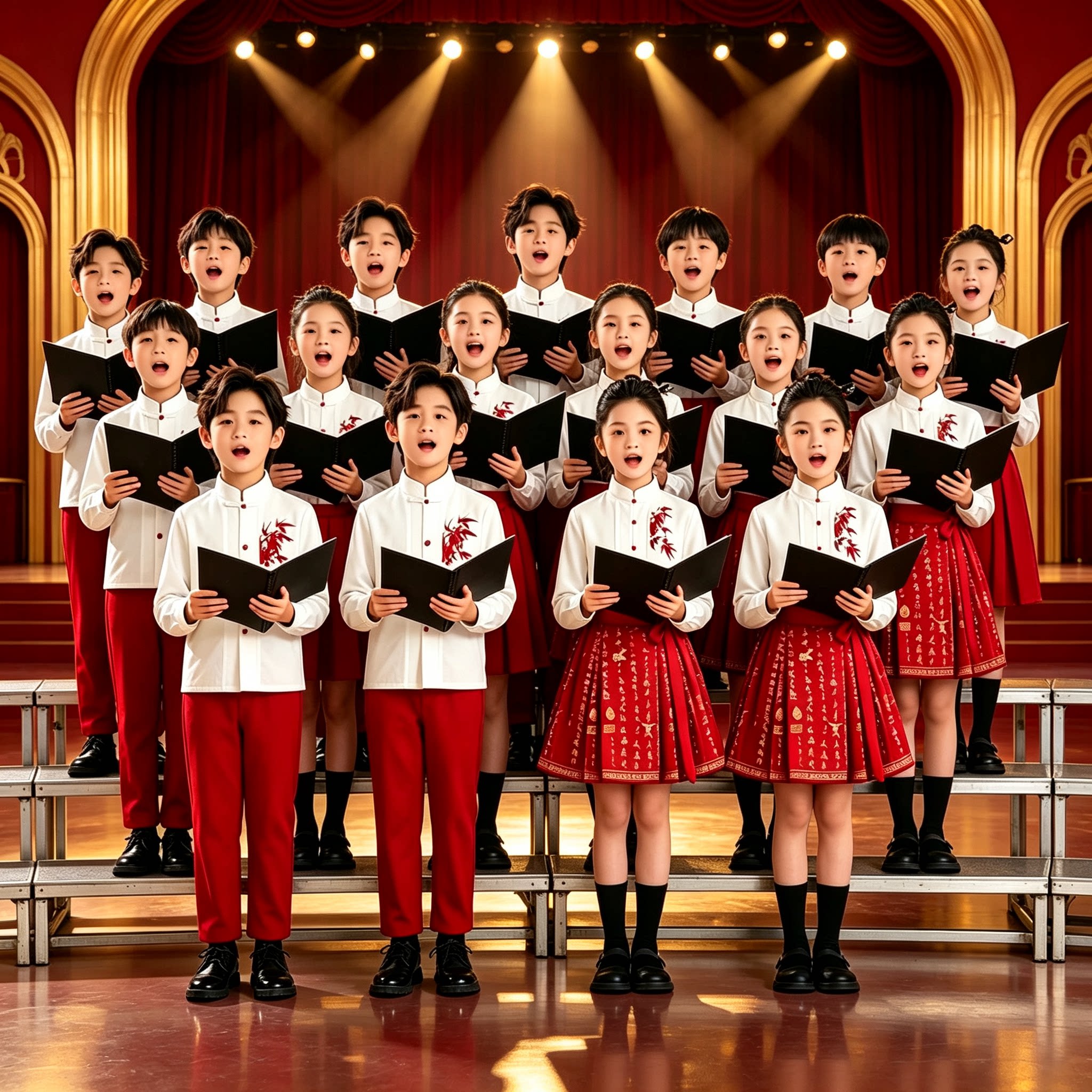 国庆红歌合唱服儿童演出服套装