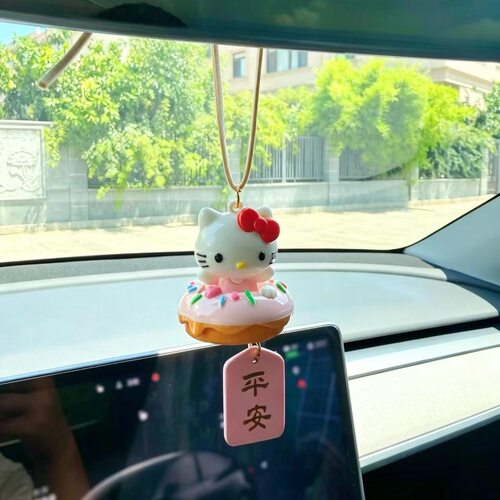 Kt猫甜甜圈挂件车载装饰可爱卡通装饰摆件创意HelloKitty车载挂件