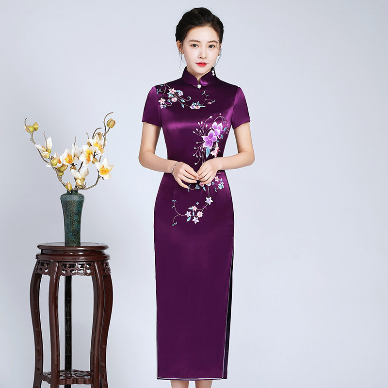 新款喜婆婆婚宴装敬酒服旗袍高端刺绣嫁女儿婚礼妈妈结婚礼服长