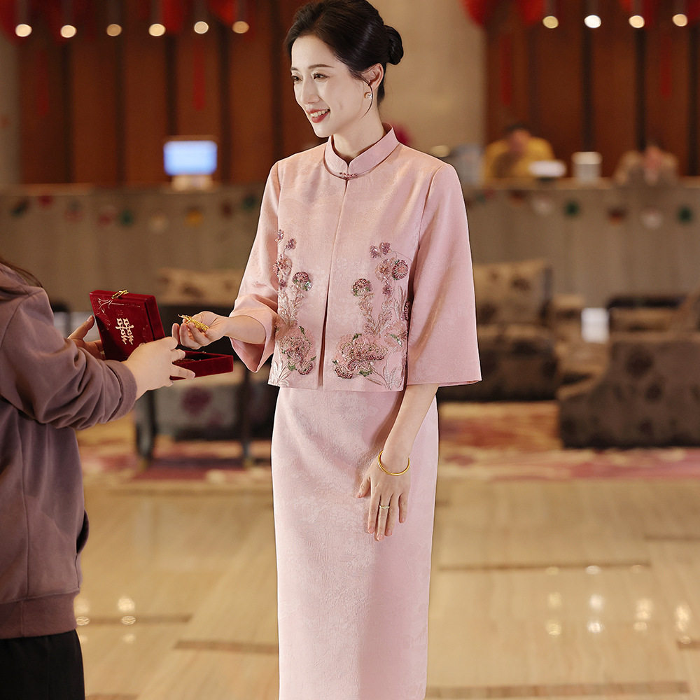妈妈装夏装时尚套装喜庆气质显瘦婚礼礼服婚礼场景订婚服妈妈628