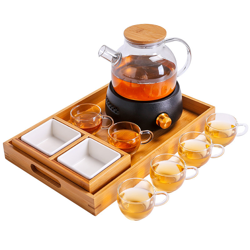 玻璃水果茶壶轻奢下午茶具家用酒店花茶壶杯套装电陶炉加热煮茶炉