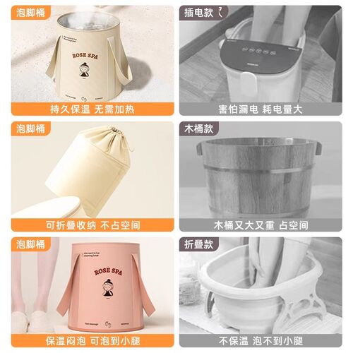可折叠泡脚袋加高过小腿泡脚桶家用洗脚盆便携式足浴神器过膝深桶