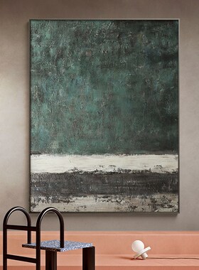 纯手绘油画肌理画面厚层立体装饰画抽象艺术壁画墨绿色纯手工画