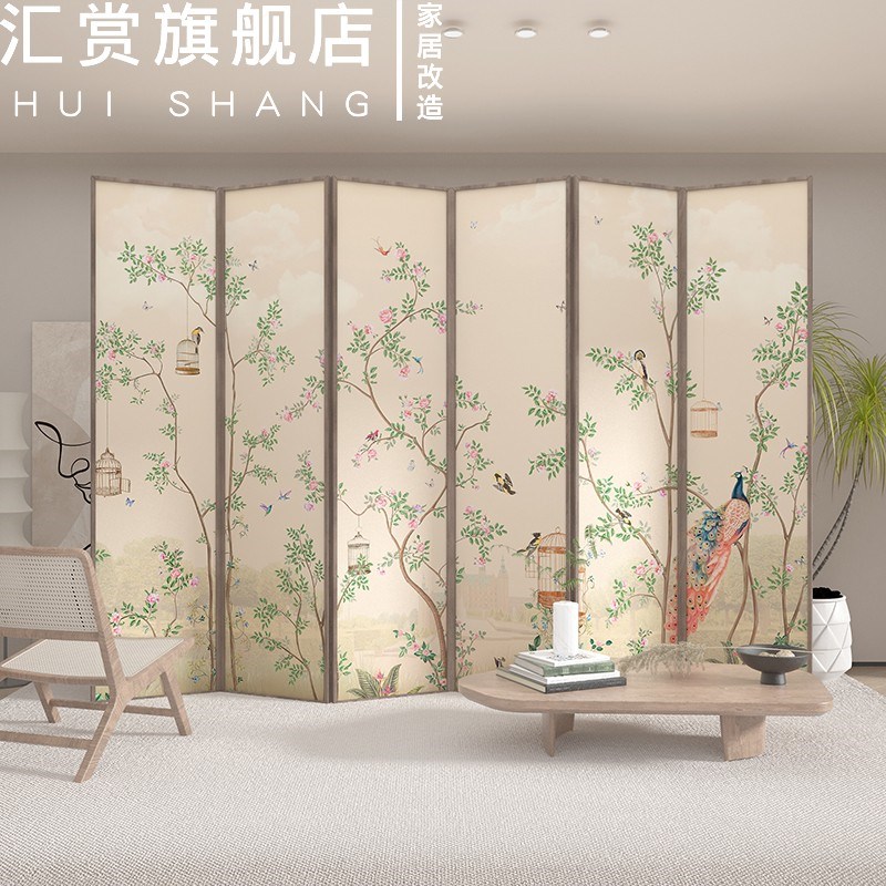 美式田园花鸟壁纸自粘防水可擦洗墙纸中式屏风改造卫生间遮丑贴纸