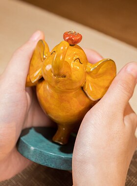 朱炳仁黄铜吉祥摆件 中式风格桌面装饰 心想事成贵人相助铜象