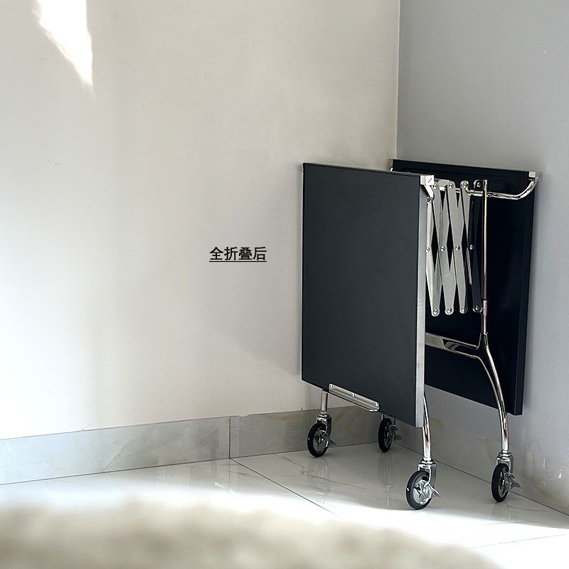 所期不锈钢小推车风琴折叠桌多功能餐车移动收纳置物架沙发边几