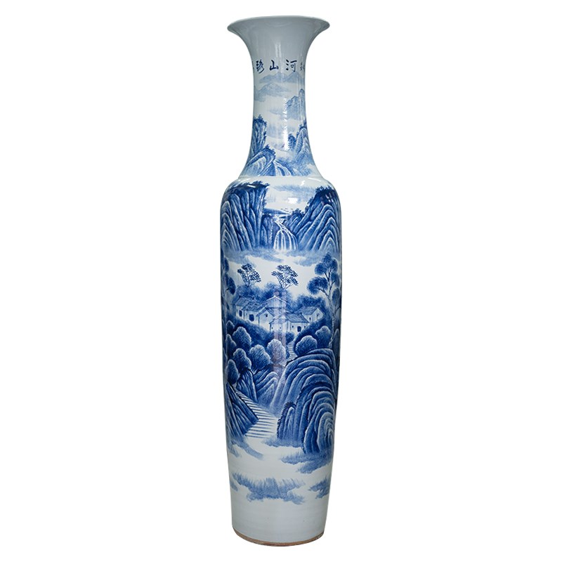 景德镇陶瓷高端青花瓷落地大号花瓶客厅酒店公司别墅开业送礼摆件