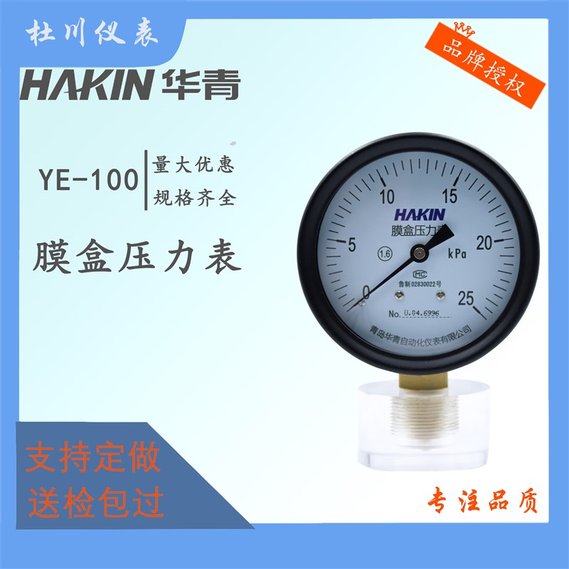 膜盒压力表千帕表YE-100防止型专用多水压液压千帕微压表华青青岛