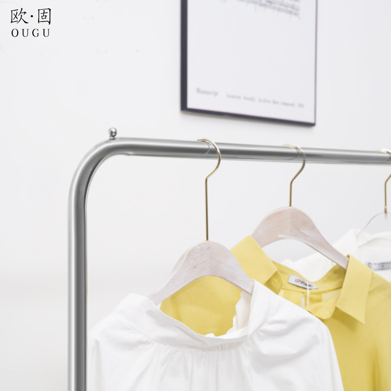 服装店组合挂衣架不锈钢带轮子银色落地式中岛陈列架女装店展示架