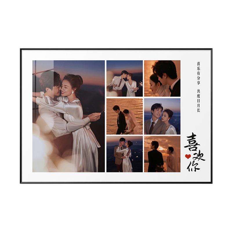 婚纱照相框照片打印加挂墙定制九宫格结婚照放大洗全家福水晶相片