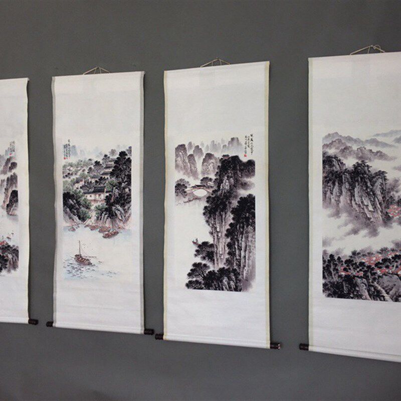 厂家古董古玩宋文治山水画挂画字金属罐/桶/瓶