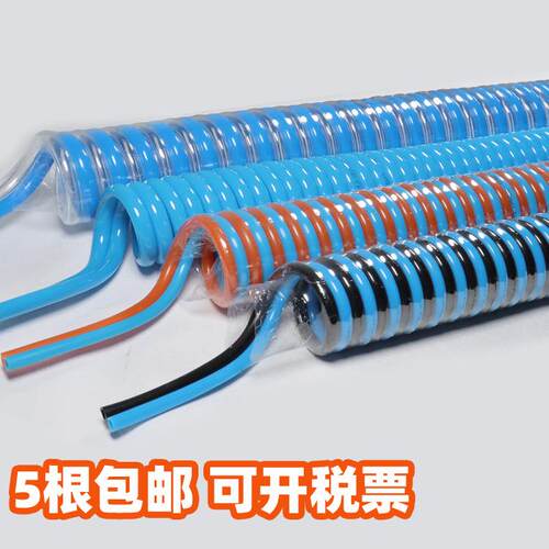 tpu双排弹簧气管4/6/8/10/12mm耐磨双孔双色螺旋管PU多排螺纹气管