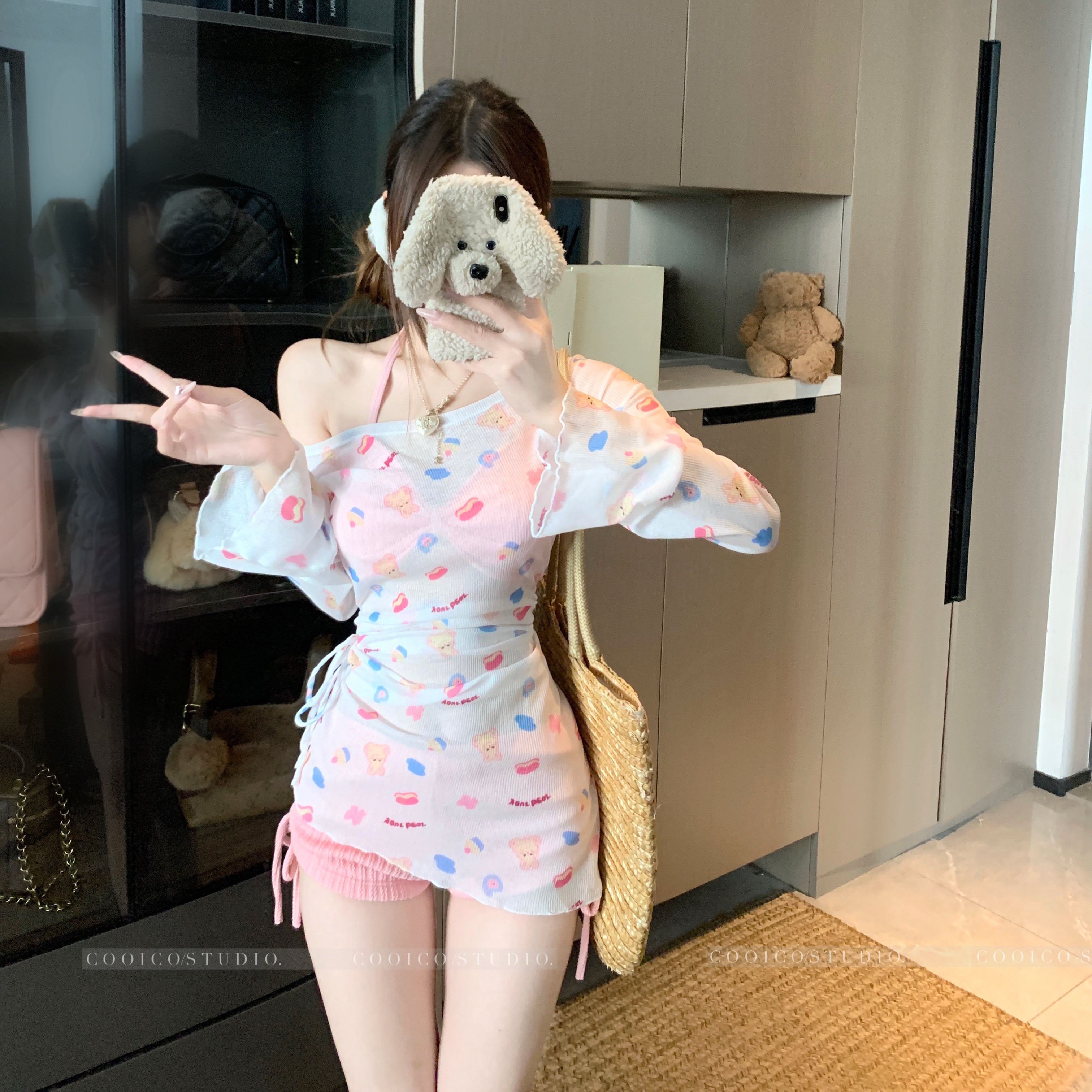 绝美海岛度假比基尼三件套防晒外搭纯欲甜美遮肉显白泳衣女泡温泉