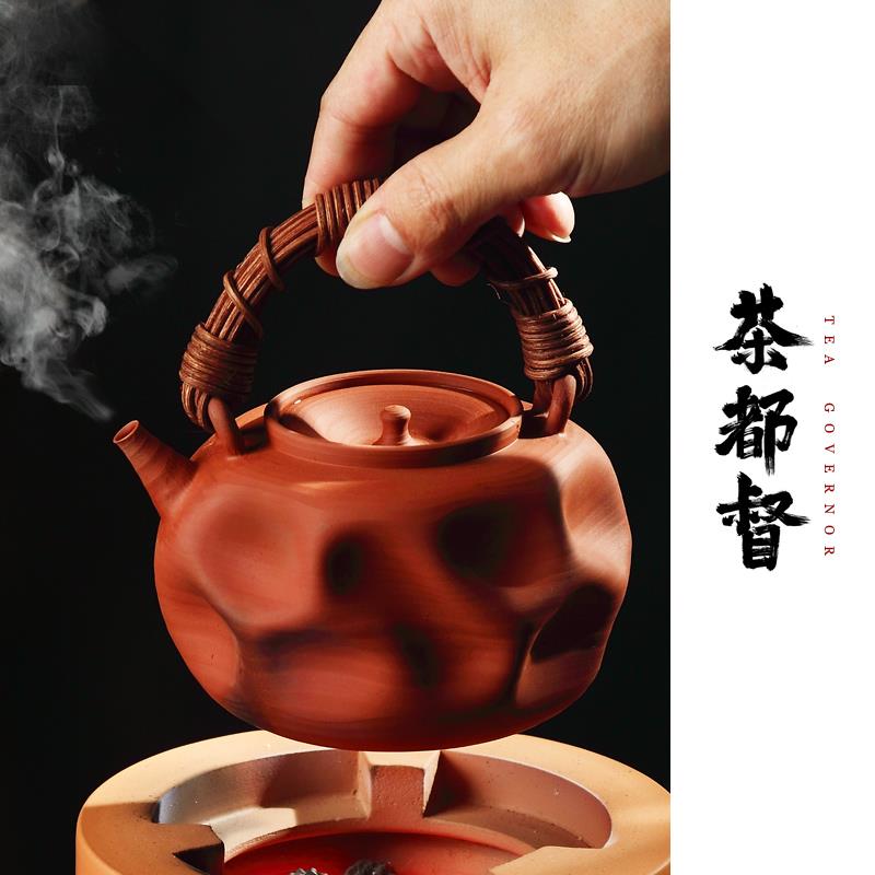 吴永华潮州手拉薄胎红泥砂铫烧水煮茶侧把急须陶壶玉书煨工夫茶具