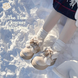 【现货】雪绒绒 绵羊泡芙秋冬复古加绒保暖厚底棉鞋雪地靴