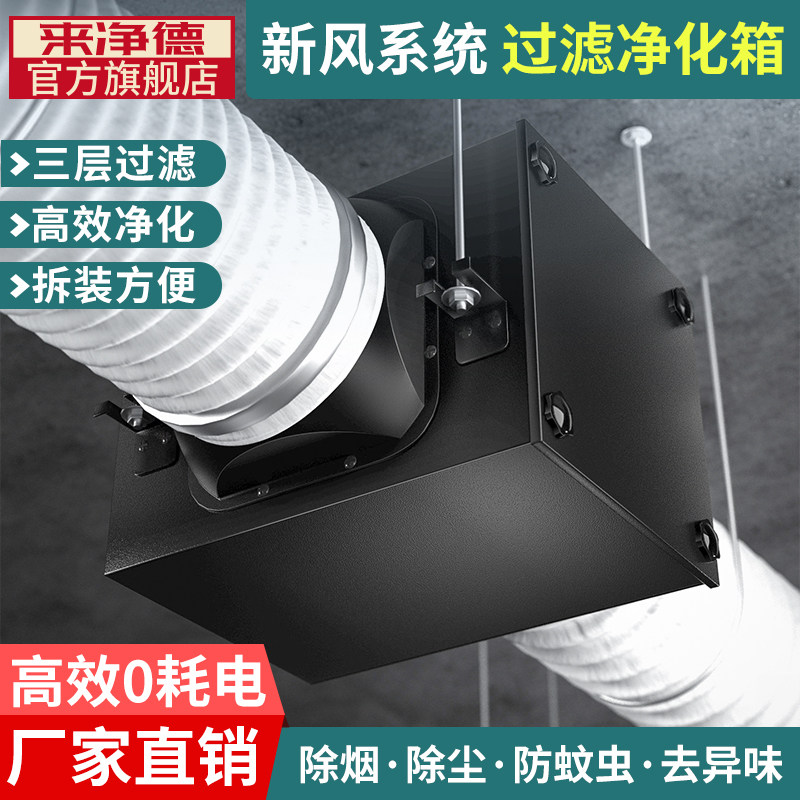 来净德新风过滤箱 PM2.5空气净化器 家用空气过滤系统 高效能空气