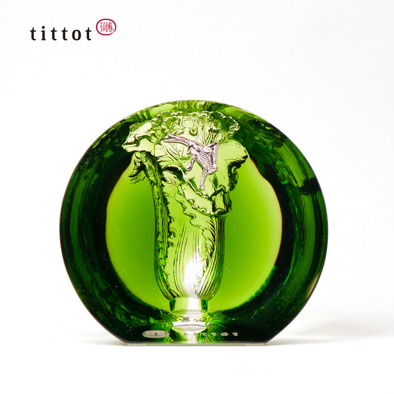 tittot琉园创意中式桌面琉璃招财白菜摆件 结伴 领导朋友老师礼物