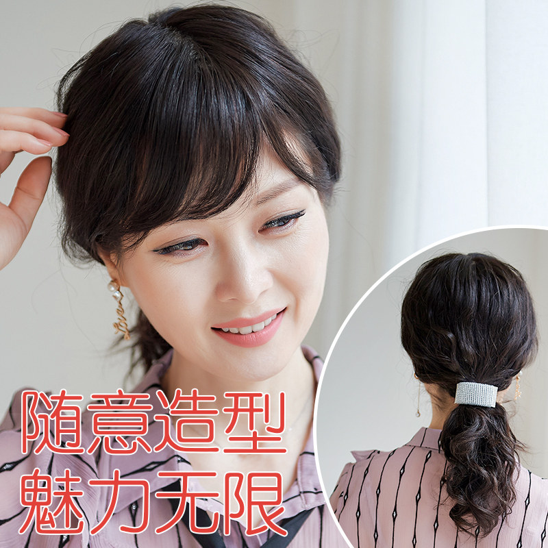 美禾 妈妈假发女长发时尚波浪长卷发全头套 真发蓬松中老年假发套