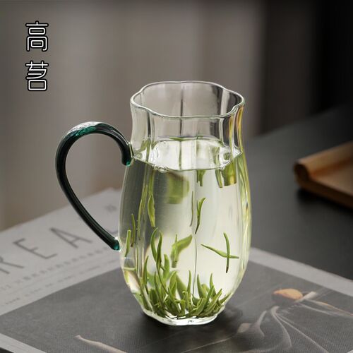 绿茶玻璃杯透明耐热泡茶杯2026新款家用女士花朵高颜值尤马马推荐