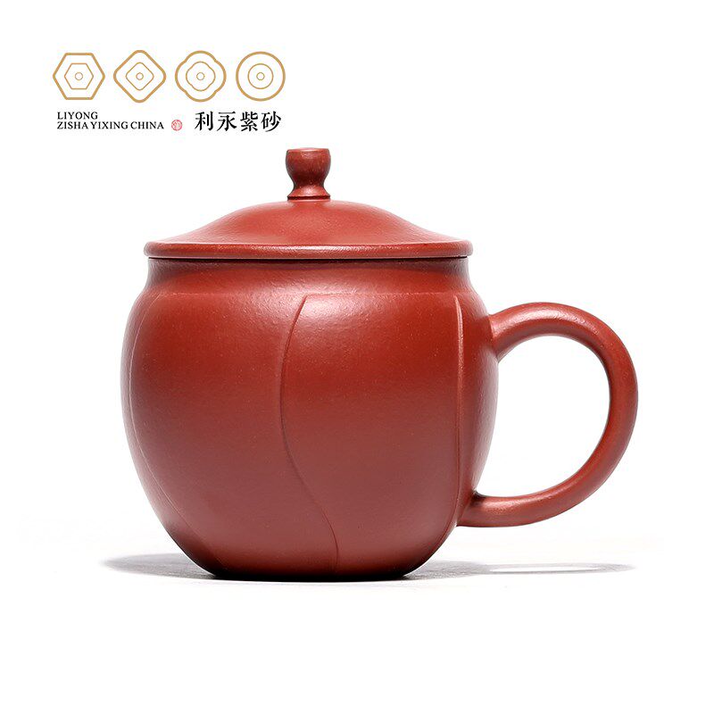紫砂茶杯功夫茶杯高档个人家用办公室大容量带盖大红袍瑾棠盖杯