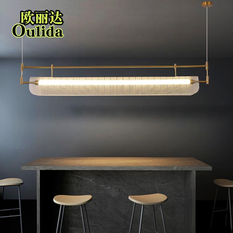 北欧简约设计师软装轻奢餐厅餐桌吧台咖啡厅创意长条艺术玻璃吊灯