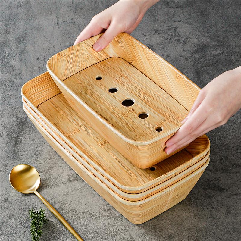 密胺餐具青菜旋转小火锅菜盘仿竹纹干冰盘仿瓷餐盘商用冷串串专用