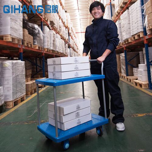 QIHANG载重200公斤PLA200Y-T2双层静音手推车两层载货平板工具车