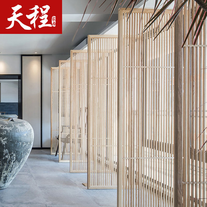 新中式实木旋转花格栅客厅移门镂空隔断墙仿古折叠移动屏风办公室