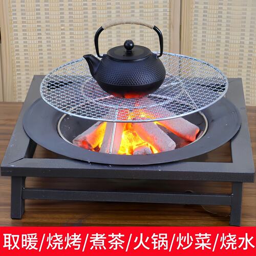 铸铁火盆冬天取暖烤火炉婚庆老式碳盆农村烧柴火木炭盆户外烧烤架