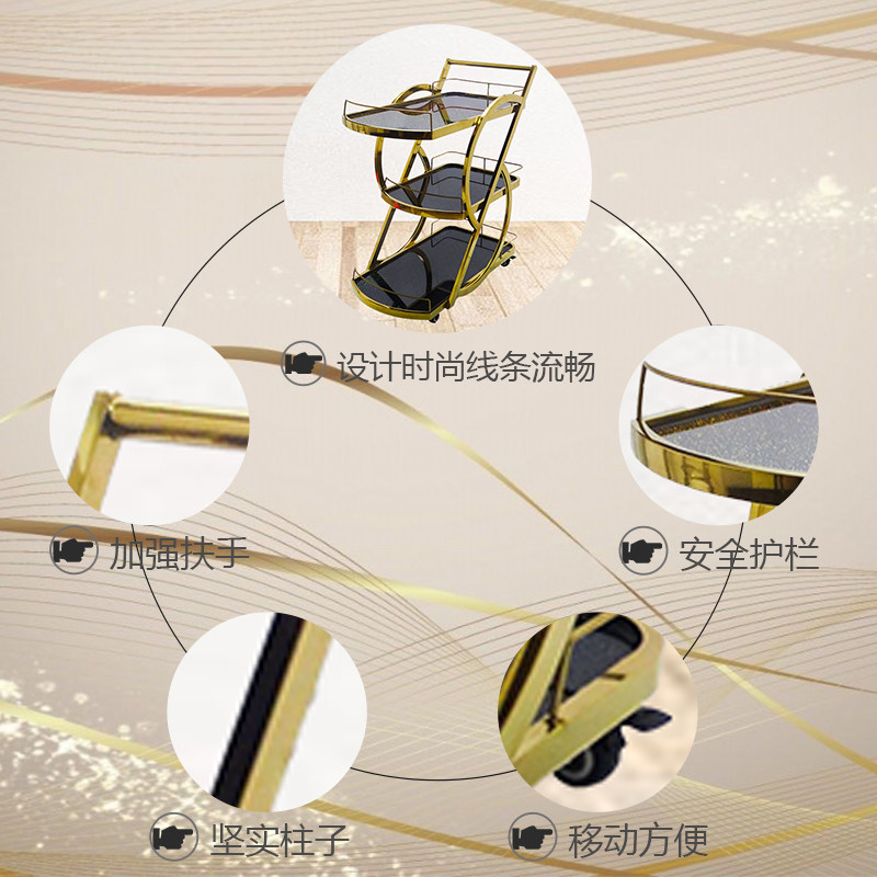 加厚不锈钢餐车豪华商用手推车三层高档酒店餐厅KTV移动茶水车