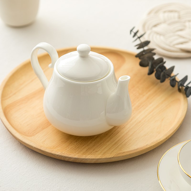 纯白陶瓷骨质瓷大号高温泡茶壶过滤冷水壶咖啡壶家用茶壶茶具瓷器