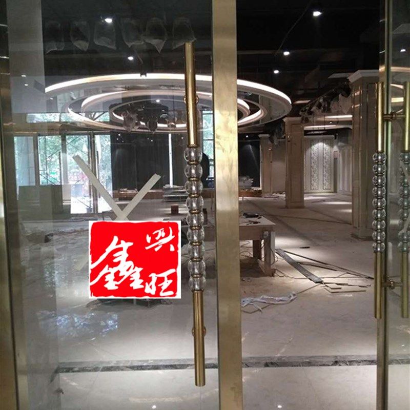 中欧式酒店KTV木门金色门把手 推拉门 玻璃门 钛金水晶球大拉手