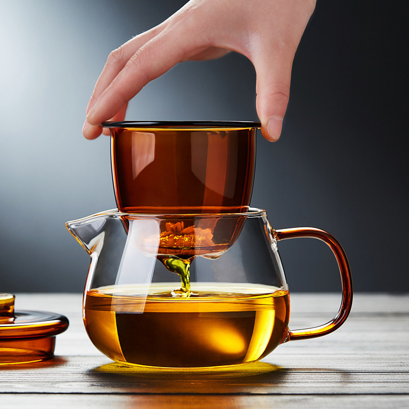 玻璃茶壶耐高温加厚茶水分离新款家用一人用小泡茶壶功夫茶具套装