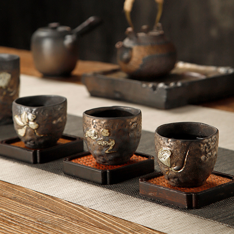 粗陶茶具套组家用小功夫茶具泡茶日式陶瓷茶壶茶杯办公室礼盒复古