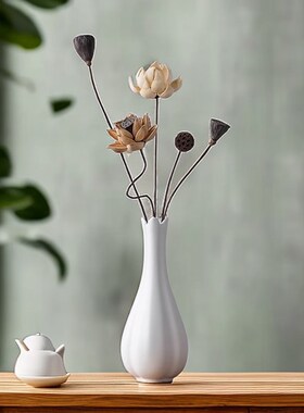 景德镇陶瓷花瓶仿宋水仙瓶插花花器客厅花架博古架干花装饰品摆件