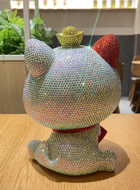DIY粘钻招财猫收纳盒储物箱摆件托盘客厅家居玄关装饰品生日礼物