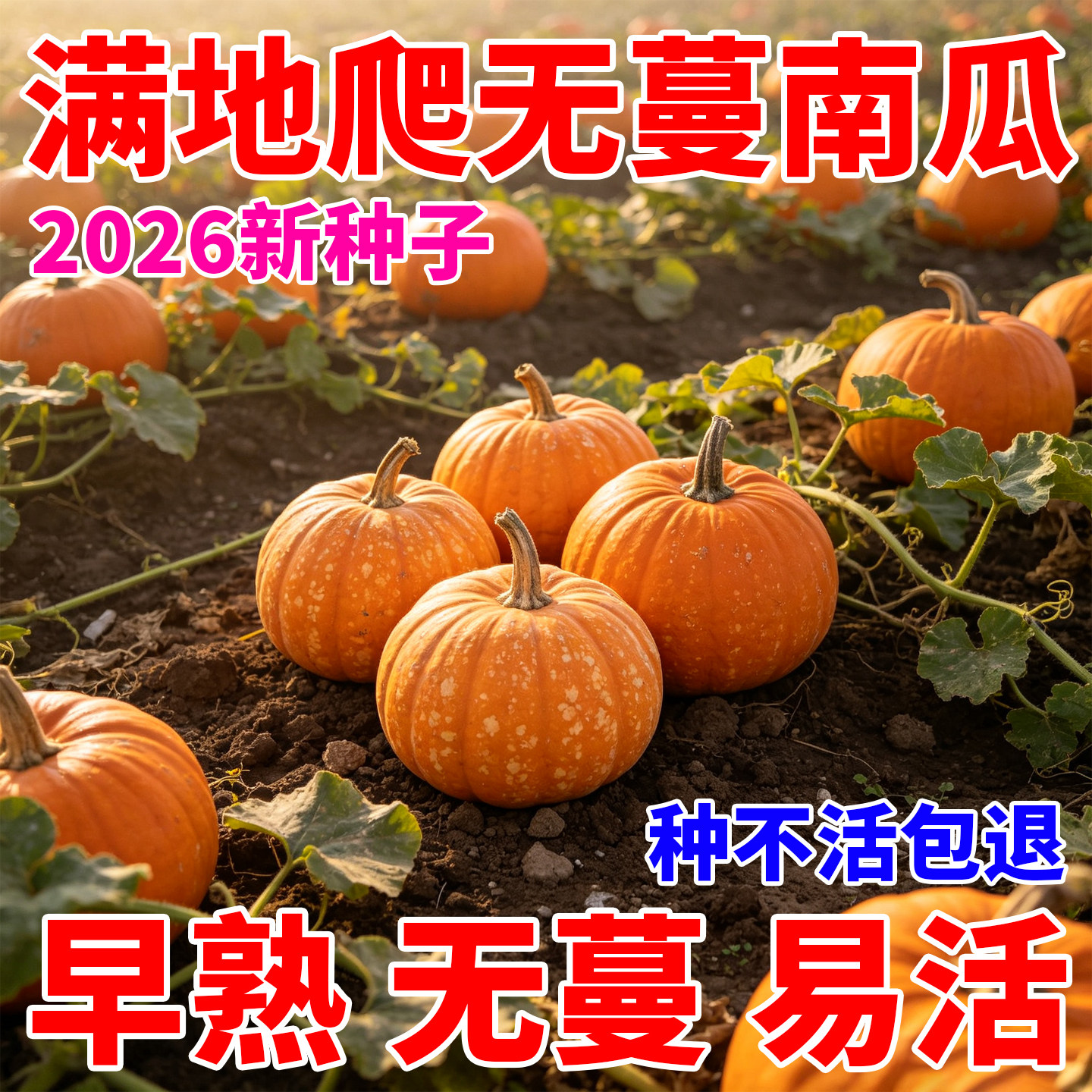 满地爬无蔓南瓜种子南瓜种子四季播种阳台盆栽庭院高端蔬菜种子