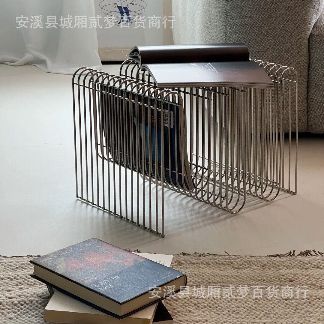 工厂直发外贸线条边几创意金属书报架客厅中古茶几多功能金属工艺