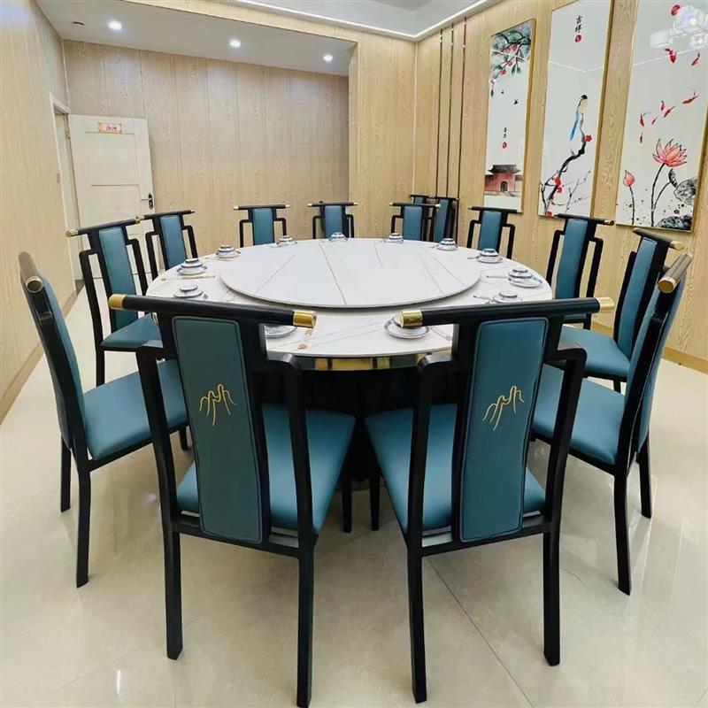 饭店新中式餐椅餐厅宴会家用古典高档中国风复古铁艺靠背酒店椅子