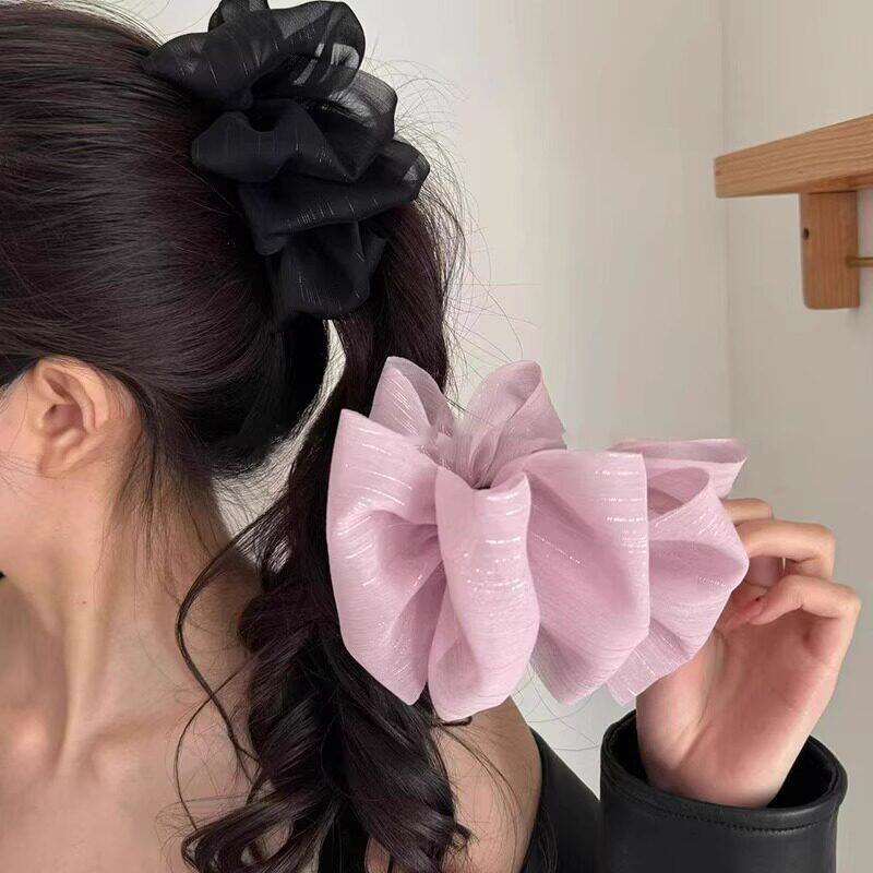双面云朵网纱泡泡香蕉夹女甜美马尾盘发抓夹后脑勺蝴蝶结蓬松发夹