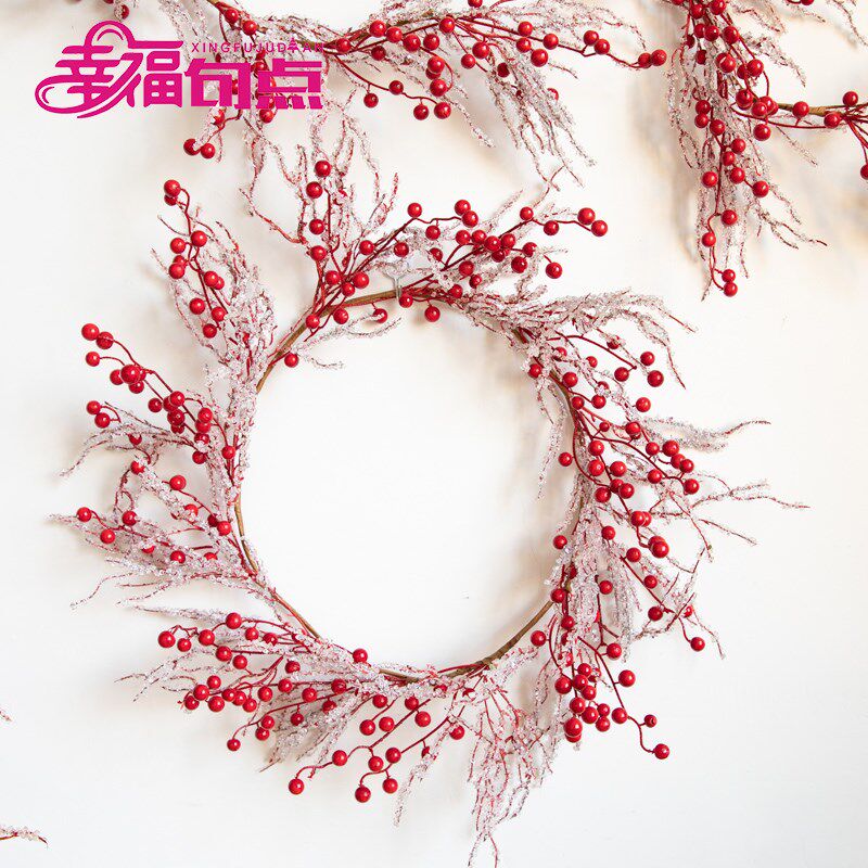 欧式玻璃珠迷你圣诞树小型桌面摆件创意花环藤条商场家居装饰品