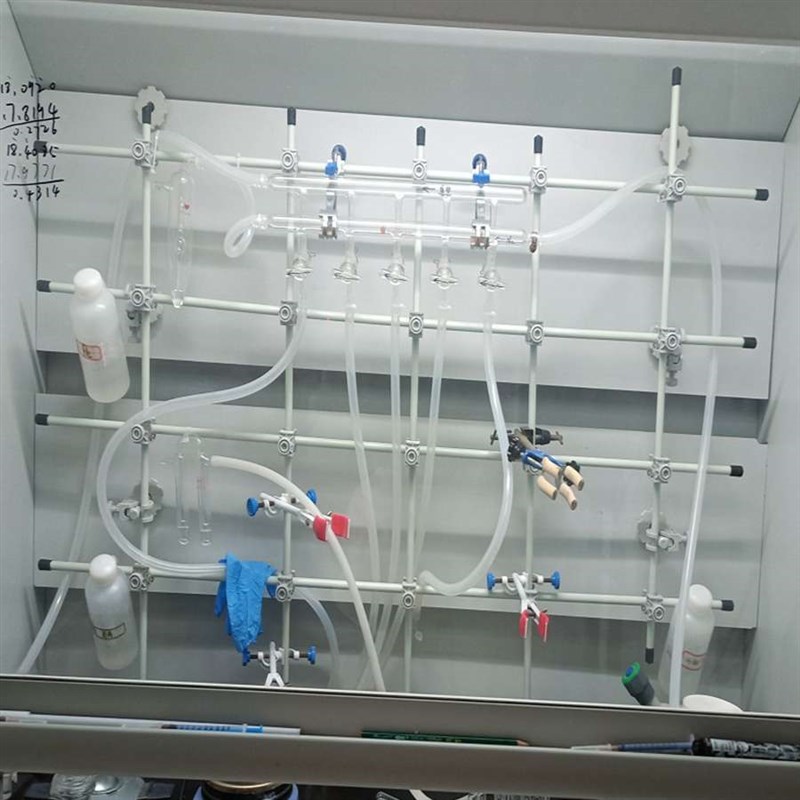 通风柜合成架不锈钢网格架子蒸馏架PP连接杆双排管固定架冷凝塔架图片