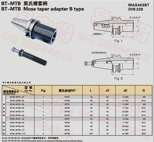 厂家直销CNC数控刀柄 莫氏铣刀柄BT40-MTB1-45 BT40-MTB2-45